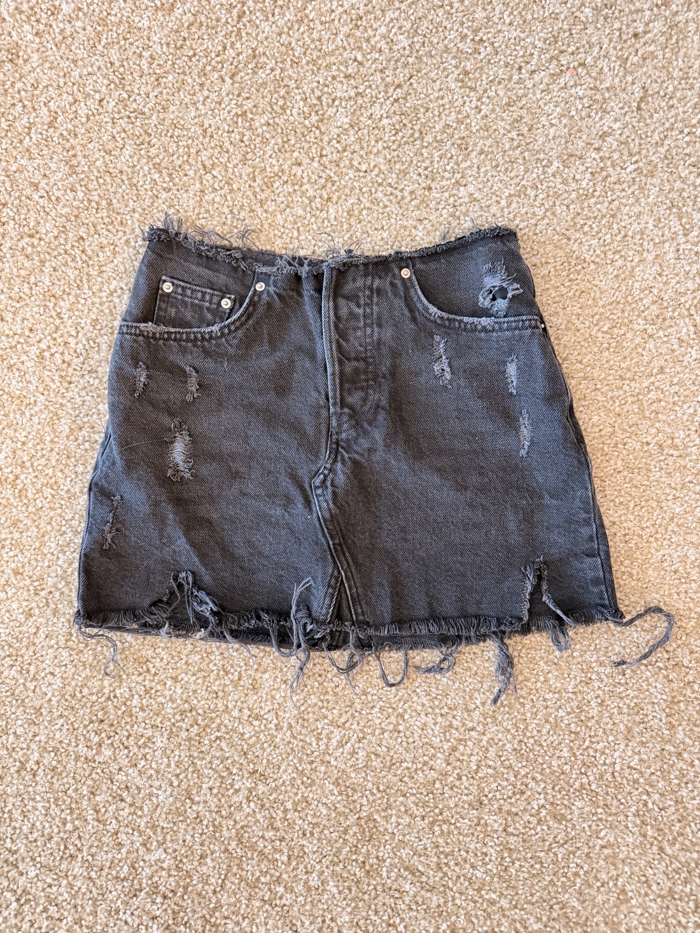 BDG Washed Black Distressed Denim Mini Skirt
